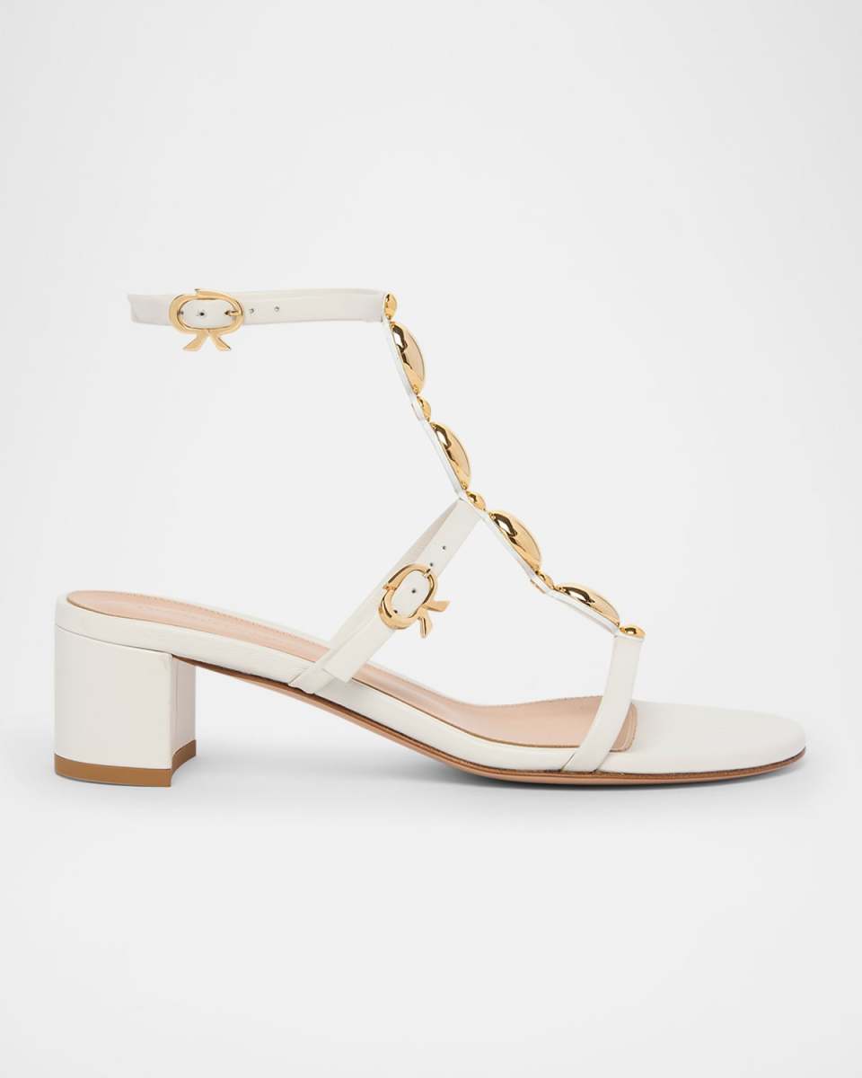 Shanti Beaded T-Strap Leather Sandals